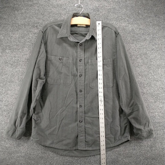 Fieldmaster Men's Flannel Button-Up Shirt Gray Large Long Sleeve Chest Pockets - Picture 13 of 15